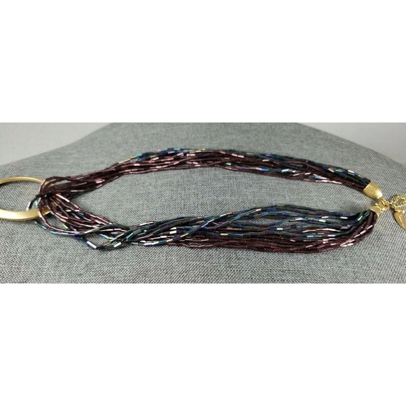 COLDWATER CREEK Iridescent Purple & Blue Glass Torsade 22 Inch Necklace - Picture 11 of 12